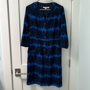 Boden Women's Corduroy Dress Size 8L
Blue Black Button Front Needle Cord Shift
